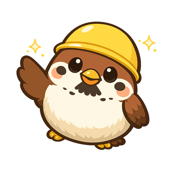 でんチュン(電柱に住むスズメ)があいさつしているイラスト